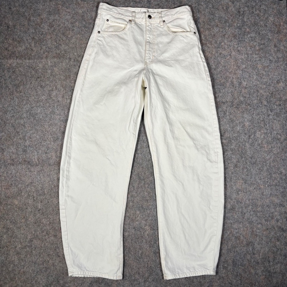 FRAME The Bubble Jeans Womens 27 Natural White Barrel Leg Tapered 2000728 Denim